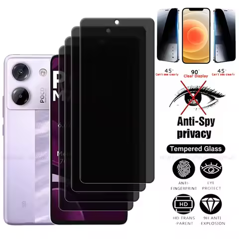 4Pcs For Poco M7 Pro 5G Glass Poco M7 Pro Tempered Glass 9H Privacy Anti-Spy Cover Glue For Screen P