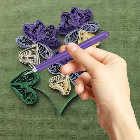 1Set Quilling Pen Set Paper Rolling Tools DIY Metal Slotted Pen for Paper Crafting Card Making Scrap