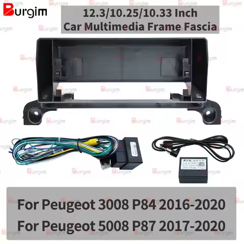 Car Android Radio Frame For Peugeot 3008 P84 5008 P87 2016-2020 12.3 inch 2DIN Carplay Screen Bracke