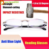 ORIENTLII Anti Blue Light +1.0 to 3.0 Degree Readers Eyewear Rimless Computer Gaming Goggles Presbyo