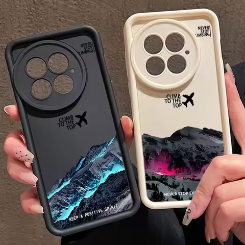 Phone Case For OnePlus 13 12 Airplane Snow Mountain Patterned Shockproof Bumper Soft Cover Fundas Fo