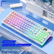 Aula F98Pro Transparent Wireless Bluetooth Tri-mode Mechanical Keyboard Custom Ice Crystal Gasket St