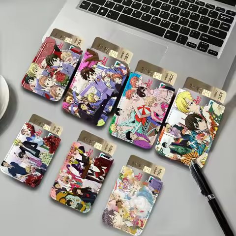 Anime Ouran High School Host Club Ultra-Thin Mini Leather Card Holder Wallets for Men Lightweight Ge