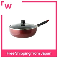 Living Frying pan deep fry pan multipan 26cm with glass lid, IH compatible, fluorine processing, non-stick, red CUISINE