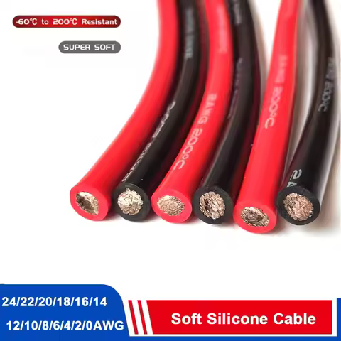 10 8 6 awg Super Soft Silicone red black Wire 12 14 16 18 20 22 24 AWG Heat-resistant Car Battery El