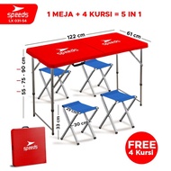 SPEEDS Meja Lipat Kursi Set Folding Set Meja Kursi Koper 031-17 - 031-54 MERAH