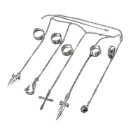 RAINDEWLL Kurapika Chains Hand Chain Ring Kurapika Cosplay Anime Rings with Chains Bracelet Silver