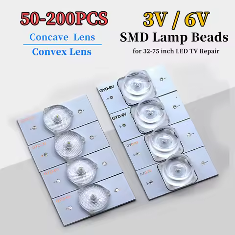 50-200PCS 3V 6V LG6V concave convex lens White LED beads 32-65 inch LCD TV universal LED beads