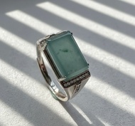 冰種藍水翡翠馬鞍戒指 925純銀 | 天然翡翠A貨 | 送禮