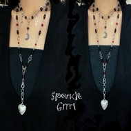 Gothic moonheart chain neckalce | Stainless steel necklace | Long necklace | Gothic style necklace |