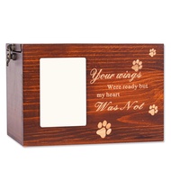 Pet Urns for Dog Cats Ashes, Loss Pet Memorial Remembrance Gift, Photo Frames Urns Wooden Pet Memorial Box