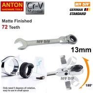 MYDIYHOMEDEPOT - Anton Flexible Head Ratchet Spanner Hand Tools Chrome Vanadium CR-V Din Matte Finis