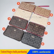 Large Wristlet Signature Canvas Women Wallet COACH Zip Purse Wallet Coin Holder 58695