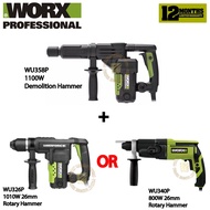 WORX WU358P 1100W Demolition Hammer + WU326P 1010W 26mm Rotary Hammer OR WU340P 800W 26mm Rotary Ham