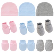 Newborn Hat Anti-scratch Glove Set Baby Hat Bonnet Gloves Socks Set Beanie Hats Newborn Gift Photography Props Infant Accessory