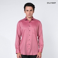 OLYMP  LUXOR Shirt เสื้อเชิ้ต สีแดงเข้ม ผ้าเท็กเจอร์ ทรงหลวม ใส่สบาย รีดง่าย SUMM24