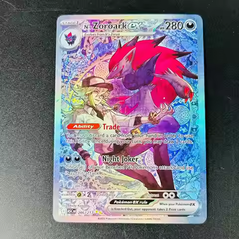 2026 English N's Zoroark ex SAR Holo DIY Textured Card - Mint Rare Pokemon Collectible Card