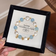 Aquamarine Gourd [with Certificate Women's Wholesale Bracelet White Crystal Accessories High-End Bra