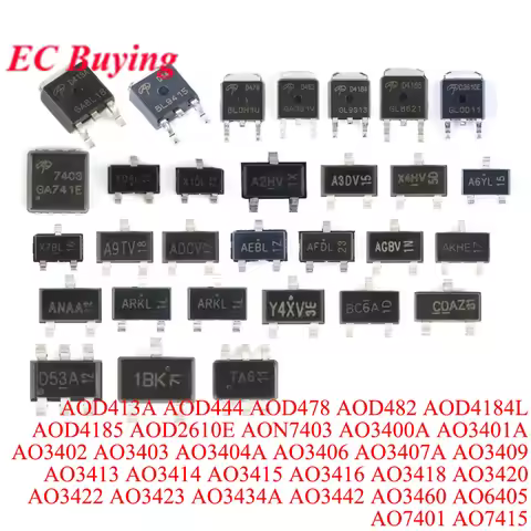 1-20pcs AOD413A AOD444 AOD478 AOD482 AOD4184L AOD4185 AOD2610E AON7403 AO3400A AO3401A AO3402 AO3403