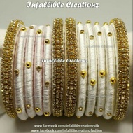 Grand Silk thread handmade designer bangles valayal with gold beads