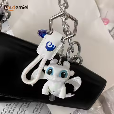 Potdemiel Keychain How To Train Your Dragon Toothless Night Fury Light Fury Luminous Eyes Cute Teeth