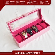 Baby Pink Watch Box 6-Pack Watch Box Kotak Jam Tangan Storage Box Watch Organizer