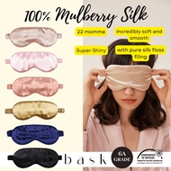 BASK™ - Silk Eye Mask - 8 Layers Pure Mulberry Silk Fillings - Silk Eye Mask for Sleeping - Silk Sleep Mask - Blindfold