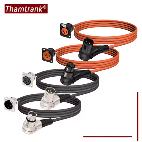 D Type 3Pins XLR Panel Mount Chassis Socket to Right Angle XLR Plug Connector Audio Cable Converter 