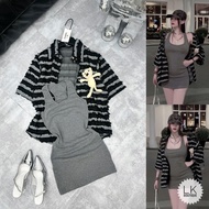 2-piece set with Jacket, beautiful women's dress set, gray bodysuit set with denimJacket G30