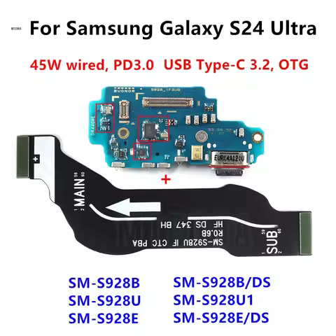 For Samsung Galaxy S24 Ultra S928B SM-S928E/DS S928U USB Type-C Fast Charging Port Board Connector P