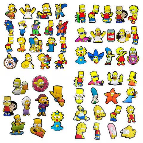 9-100pcs MINISO Simpson Series Shoe Charms Accessories Cartoon Classic Clog Sandal Garden Shoe Decor