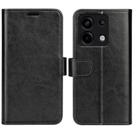 全城熱賣 - 適用於小米紅米 Note 13 Pro R64紋單折邊左右開手機皮套（黑色）