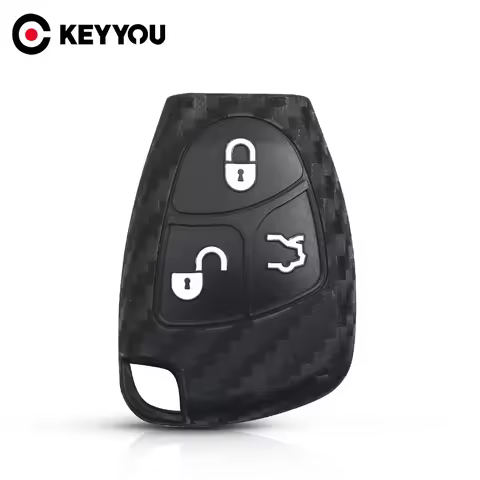 KEYYOU Carbon Fiber Silicone Car Key Case For Mercedes Benz C B E R Class GL CLS CLK SLK W203 W211 W