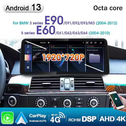 12.5" 8 Core Android 13 Car Radio For BMW E60 E61 E63 E64 E90 E91 3/5 Series 2004-2012 Android AUTO 