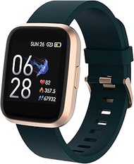 Crossbeats Ignite Smart Watch 2020 1.4'' Full Touch Men Women Fitness Tracker Blood Pressure Blood Oxygen Heart Rate Monitor Waterproof Exercise Smartwatch for iPhone Samsung Android (Emerald Gold)