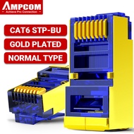 AMPCOM Shielded RJ45 CAT6 Connector Modular Plug Connector 8P8C Crimp End Ethernet Cable Ethernet Co