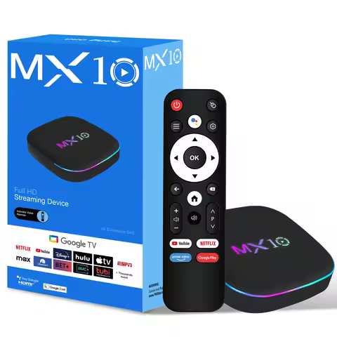 Android TV Box MX10 4K Ultra HD HDMI 2.1 Mali G31 GPU 8GB 128GB Storage WiFi6 Bluetooth 5.4 Voice Co