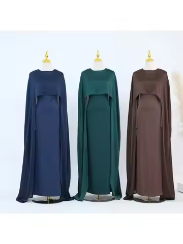 2 Piece Sets Woman Outfit Muslim Turkey Wears Abaya Set Crinkle Fabric Long Dress Islamic Clothing T