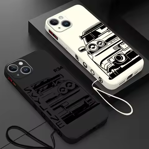 JDM Dream Car Phone Case for iPhone 15 Plus XS Max SE XR 12 Mini 11 14ProMax 13 Pro 8 7 Square Liqui