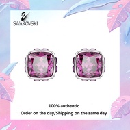 ♈Swarovski♈ 5660797 925 sterling silver square earrings decorated with pink crystals for February (w