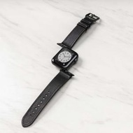 魚骨牌 - Apple Watch 7/6/5/4/SE Hybrid 矽膠真皮錶帶 (38/40/41mm) - 黑
