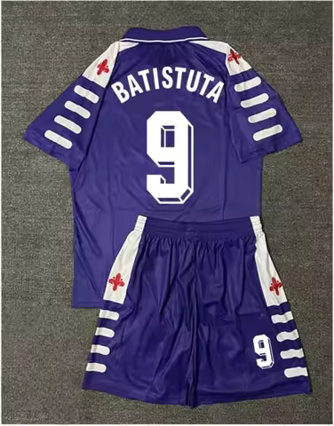 Fiorentina Jersey Home Jersey No 9 Batistuta Retro Classic Children's and Adult Fashionable Football