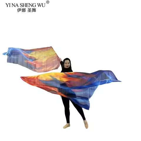 2025 Dance Worship Flag Feather Picture Scarf Silk Scarf Gradient Color Praise Flag Table Performanc