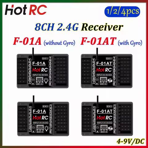 1/2/4PCS HOTRC F-01A F-01AT 2.4GHz 8CH Receiver w/Voltage Return Light Control for CT-6A CT-10B HT-1
