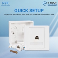 Faceplate RJ45 Single 1 Port + Modular + Outbow BOX NYK