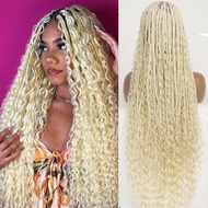 Boho Knotless Braided Wigs for Black Women Glueless Double Full Lace Braided Wigs Boho Box Braid Blo
