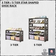 3 TIER / 5 TIER LIGHTWEIGHT EASY TO ASSEMBLE STAR SHAPED SHOE RACK