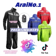 ARAI04 PRO RAIN COAT MOTORSIKAL ARAI GIVI PREMIUM QUALITY DOUBLE LAYER BAJU HUJAN WATERPROOF BAJU HU