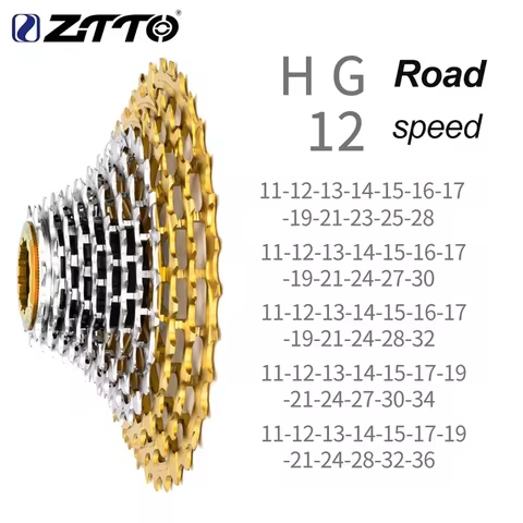 ZTTO Road Bike HG Cassette Ultralight 11s 12s 11-28/30/32/34/36T Sprocket 112g~146g 11/12Speed Gold-