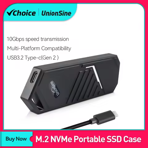 UnionSine M.2 SSD Enclosure NVMe 10Gbps PCIe SSD Box for NVME PCIE SSD Disk Box NVMe M Key Solid Sta
